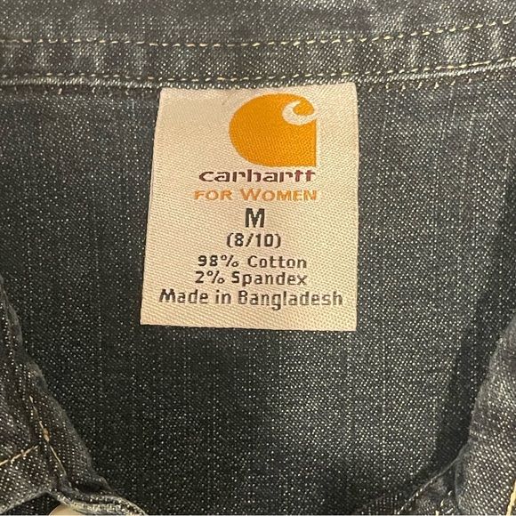 Carhartt Women's Denim Button Down Shirt Size Medium - Picture 7 of 12